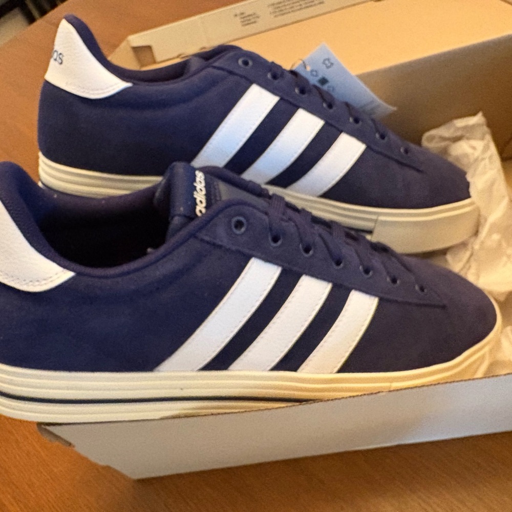 Adidas Men's Navy and White Sneakers